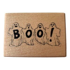 PSX Designs Boo Ghost Wood Mounted Rubber Stamp Word D-948 Spooky Halloween